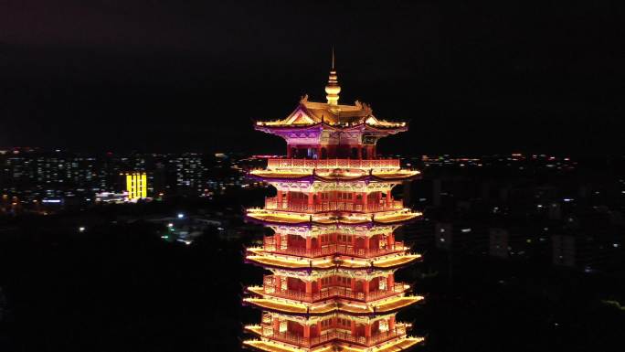 临沂皇山塔夜景航拍