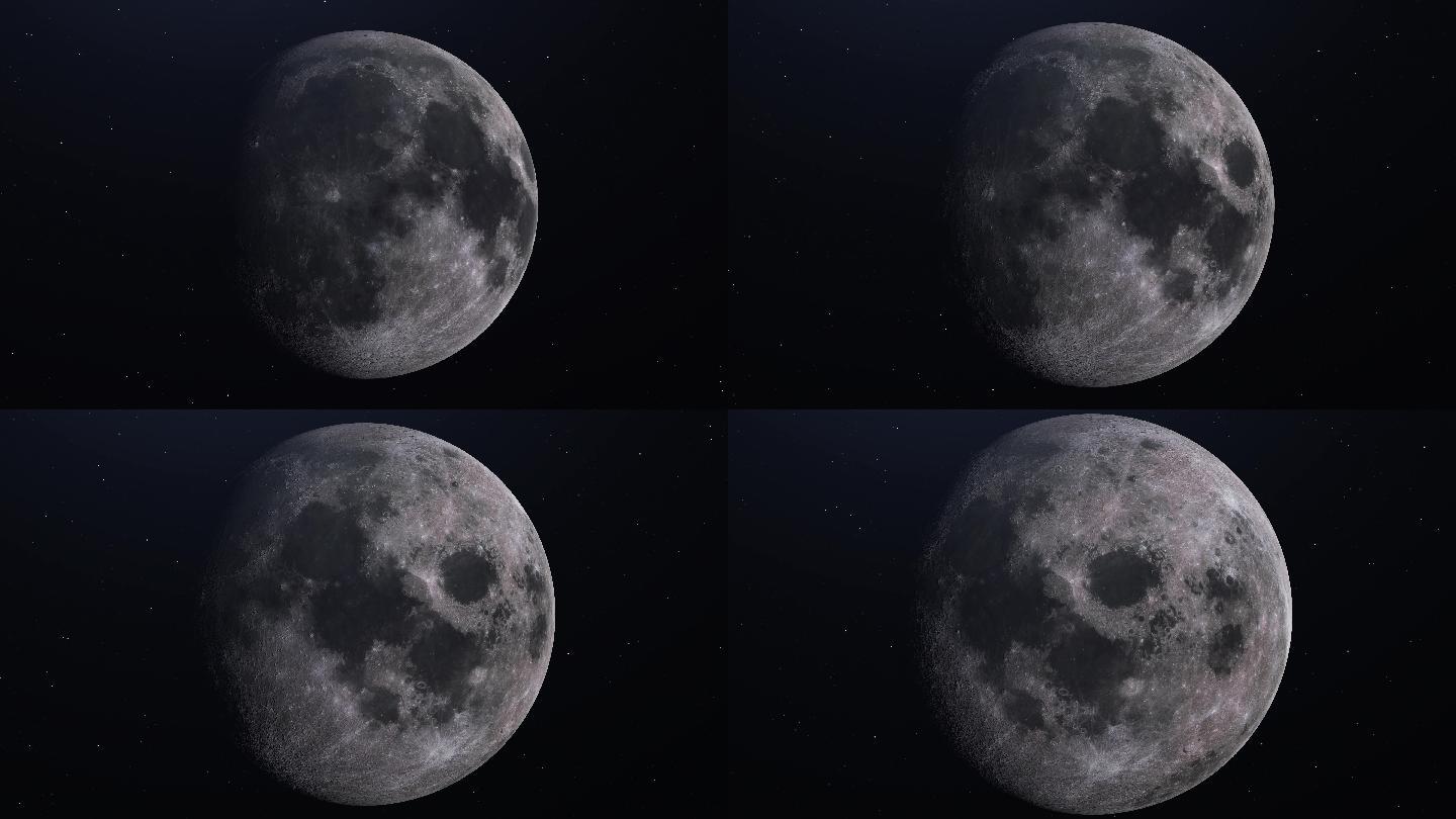 太空中的月球，高细节纹理，3D渲染，4k