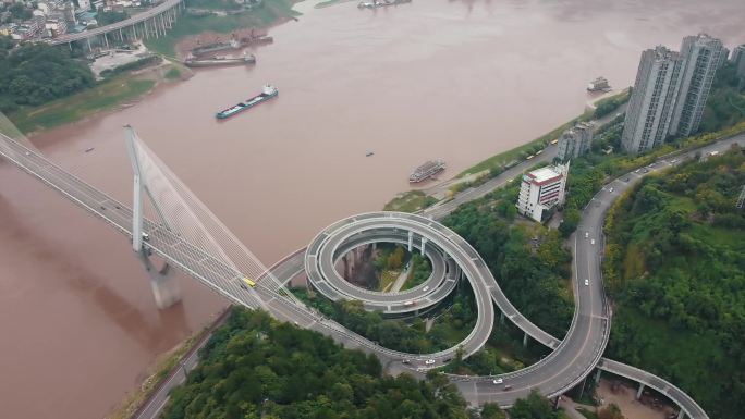 重庆市涪陵长江大桥航拍