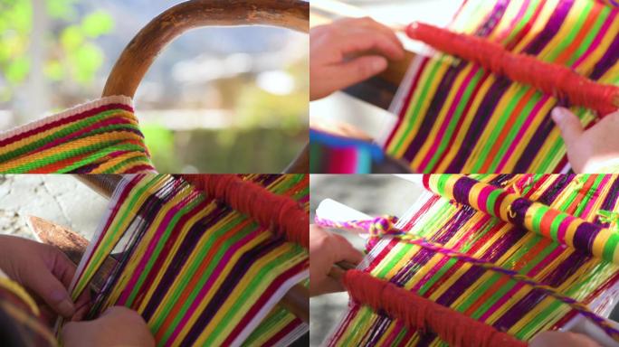 纺线织布彩色线条传统手工