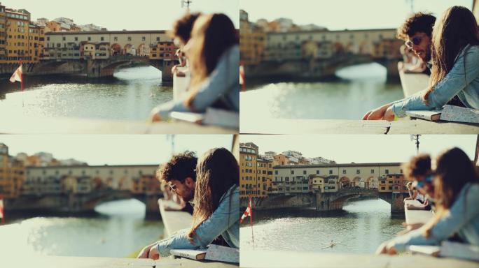 两名游客在意大利的佛罗伦萨游玩。