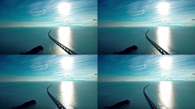 4k航拍港珠澳大桥城市地产片头科技空镜