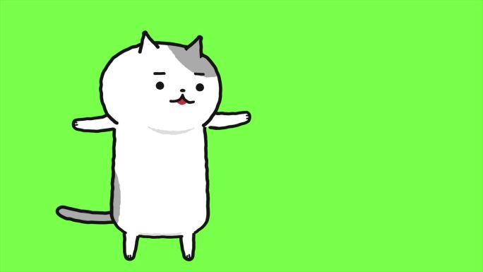移动猫萌宠简笔画抠背绿幕