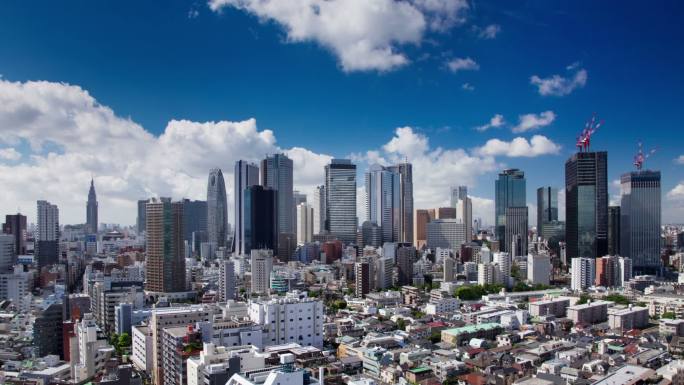 日本东京新宿摩天大楼区的时间推移