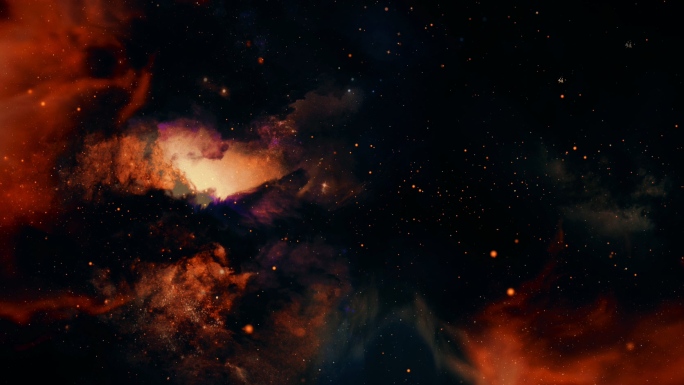【4K宇宙】橙红星云星系银河未来科技幻想