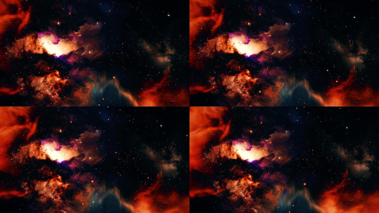 【4K宇宙】橙红星云星系银河未来科技幻想