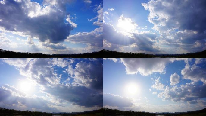 日本蓝色天空和云层的时间推移