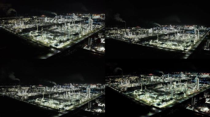 化工厂炼油厂夜景航拍01