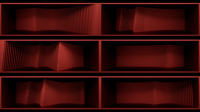 【裸眼3D】大红艺术空间方块矩阵折角起伏