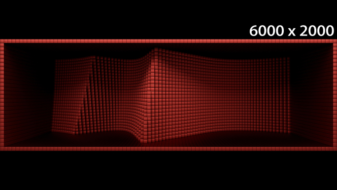 【裸眼3D】大红艺术空间方块矩阵折角起伏