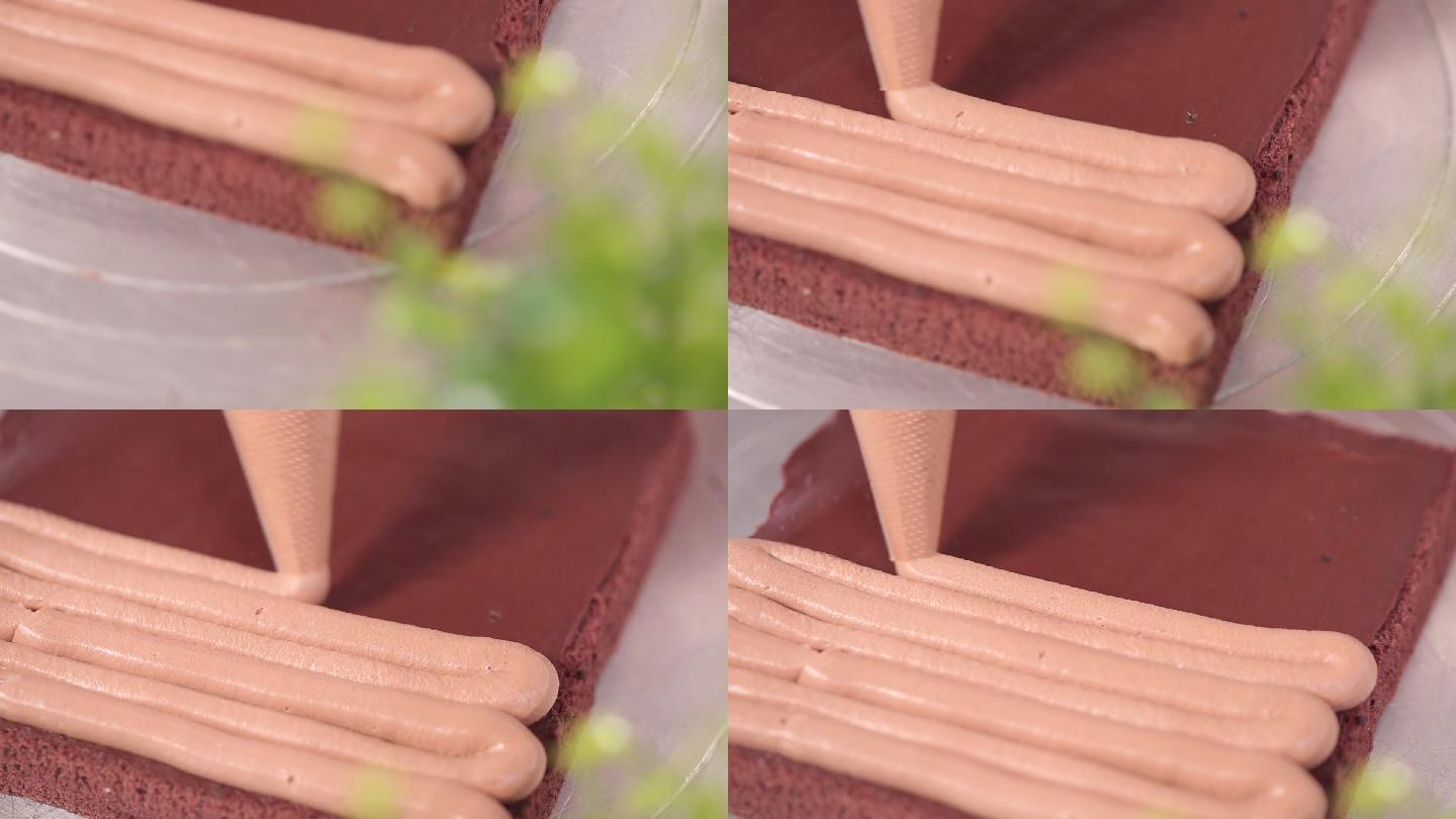 裱花制作奶油生巧巧克力蛋糕 (6)