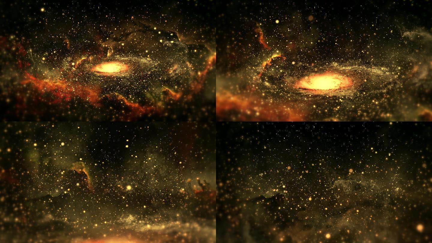 【4K宇宙】金色璀璨穿梭星云梦幻银河未来