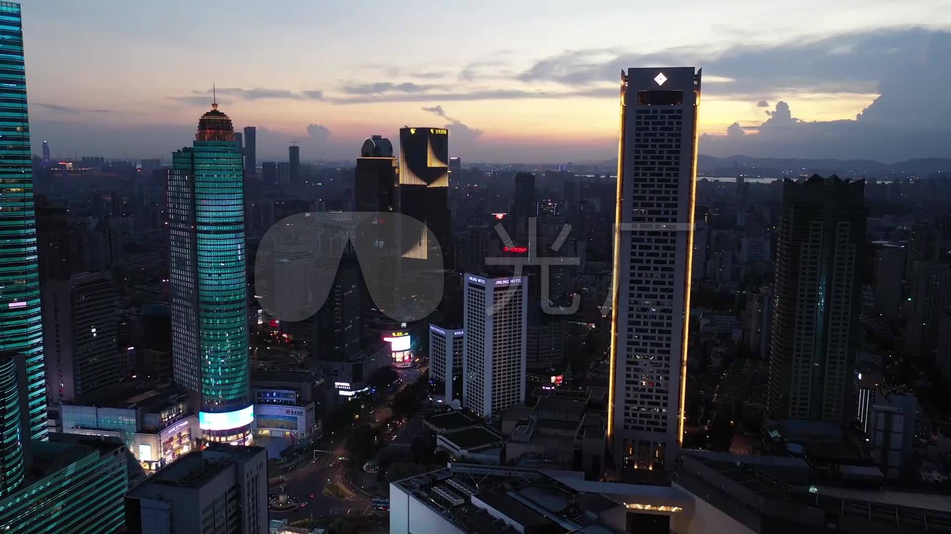 南京城市夜景城市航拍