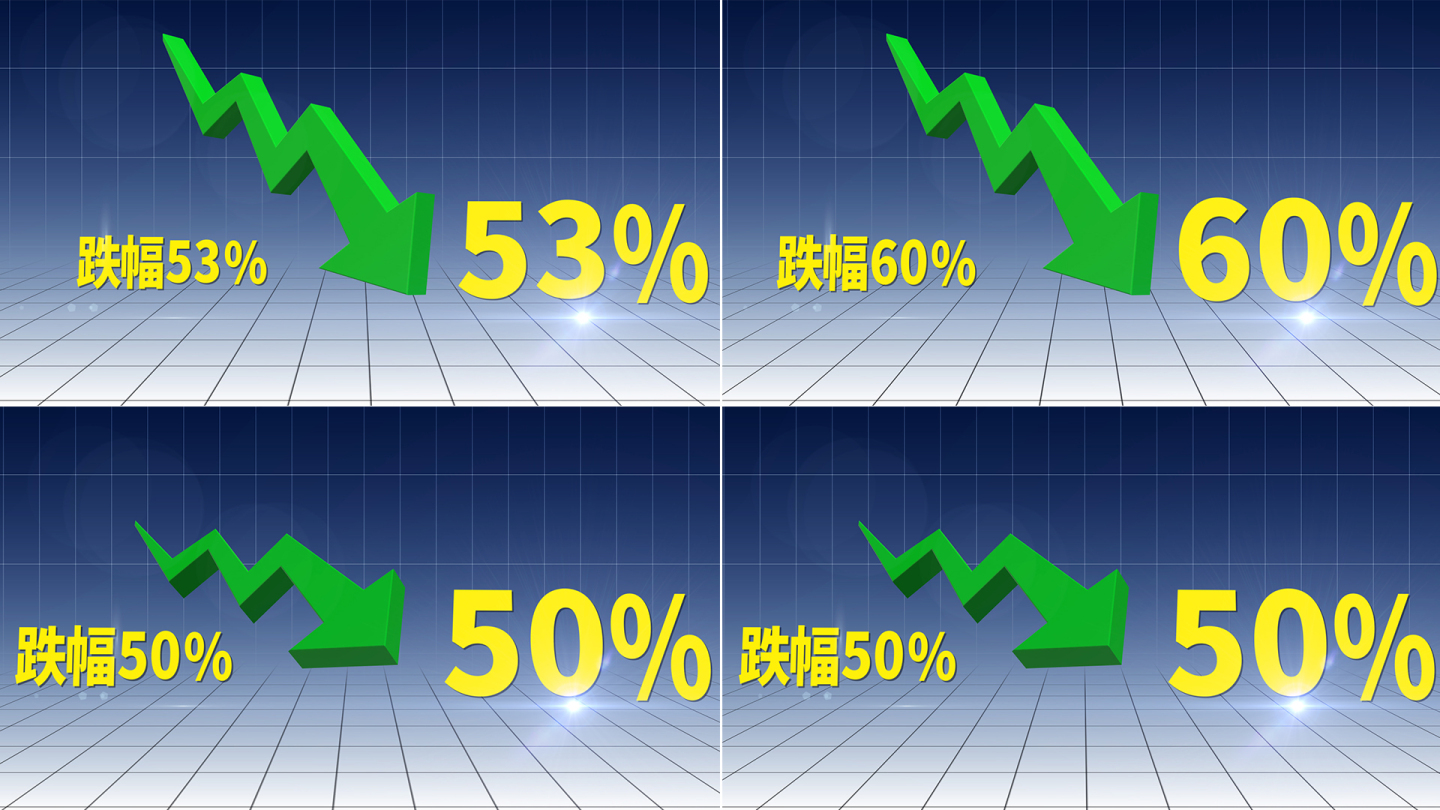 3组跌幅ae模板（数值可修改）