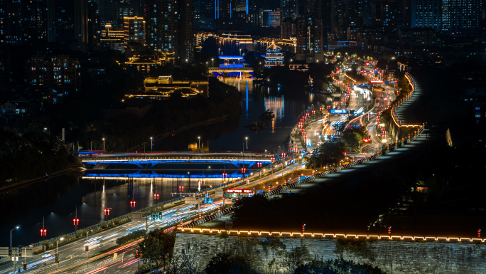 南京夜景车流