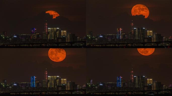 【正版8K素材】平安大厦顶月亮延时