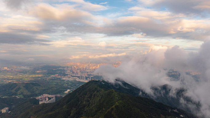 深圳梧桐山电视塔航拍延时