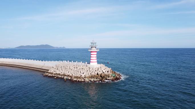 4K大海灯塔，为船舶渔船指明方向的灯塔