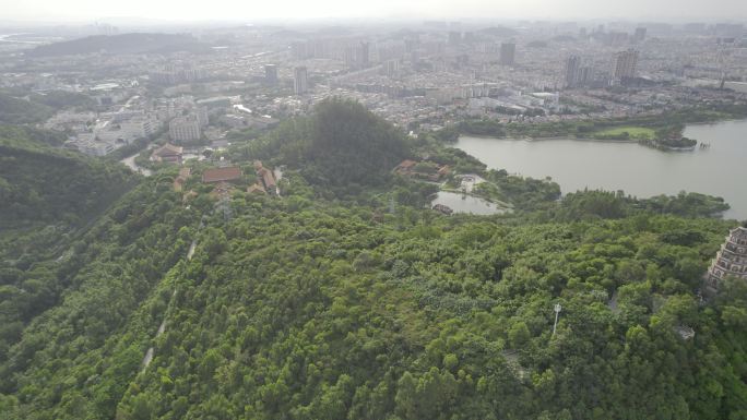 航拍5k佛山顺峰山公园宝林寺庙太平塔