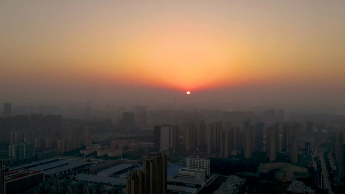 城市农村日落夕阳晚霞