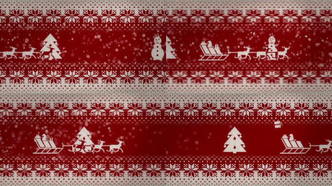 针织纹理上的圣诞节2d动画。