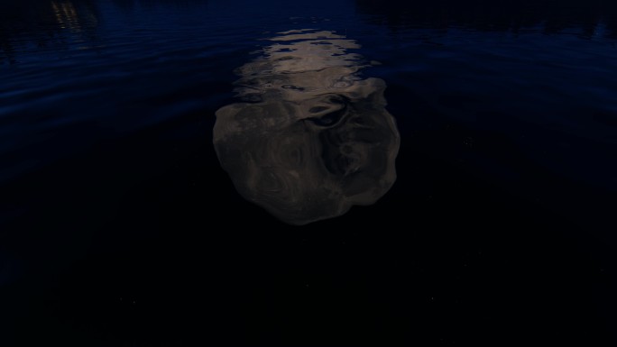 月亮满月湖面水面倒影