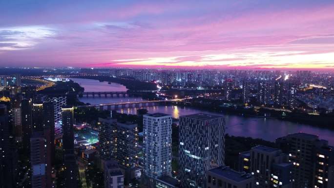 沈阳长白岛夜景航拍4K