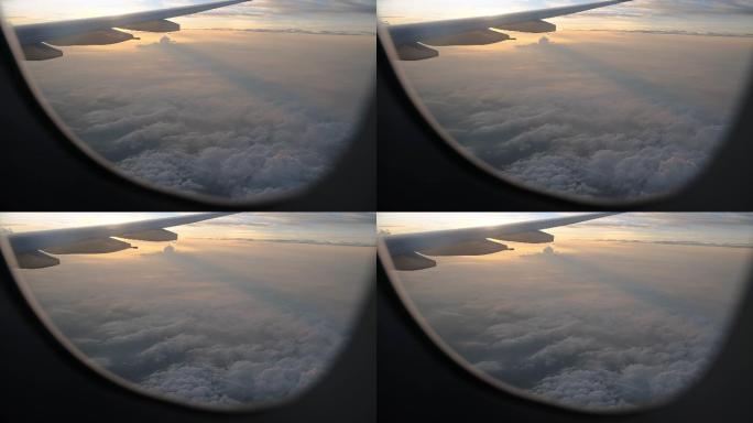 透过飞机窗口望去壮丽的云海