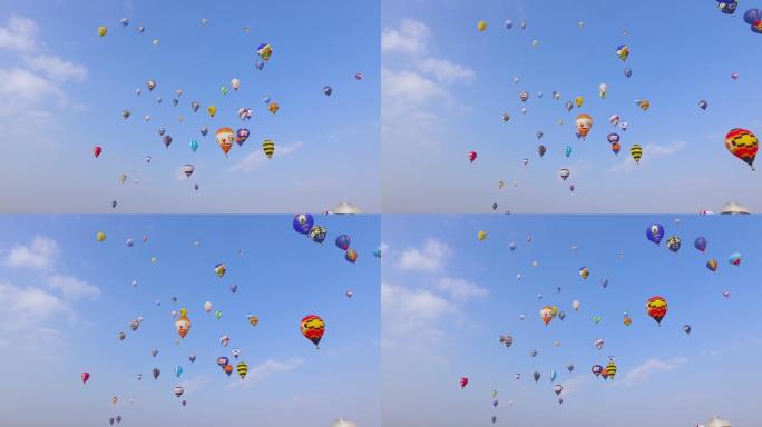 蓝天上有许多热气球