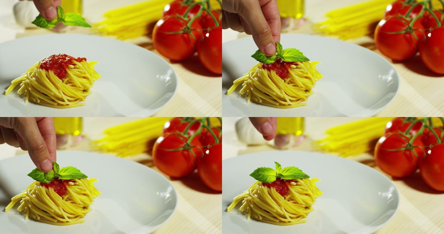意大利面食的宏观细节