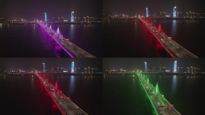南昌朝阳大桥夜景航拍
