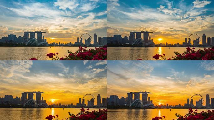 城市景观延时新加坡地标商圈cbd