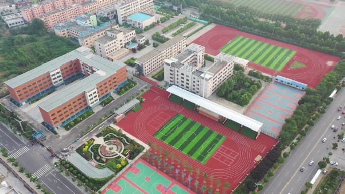 航拍枣庄薛城二十九中学校现改为黄河路小学