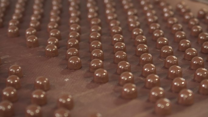 糖果厂生产线上的巧克力