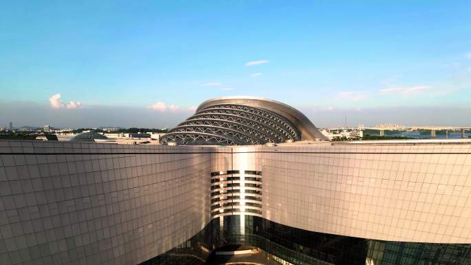 广东广州大学城科学中心航拍结构光影建筑