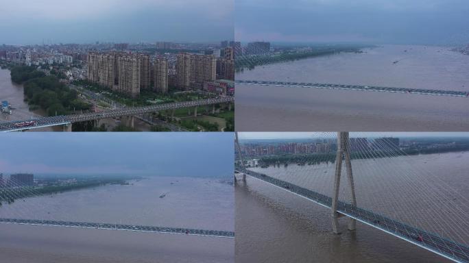 安庆长江大桥河流来往车辆城市航拍空境