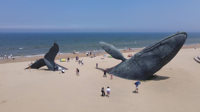 烟台金沙滩鲸鱼雕塑
