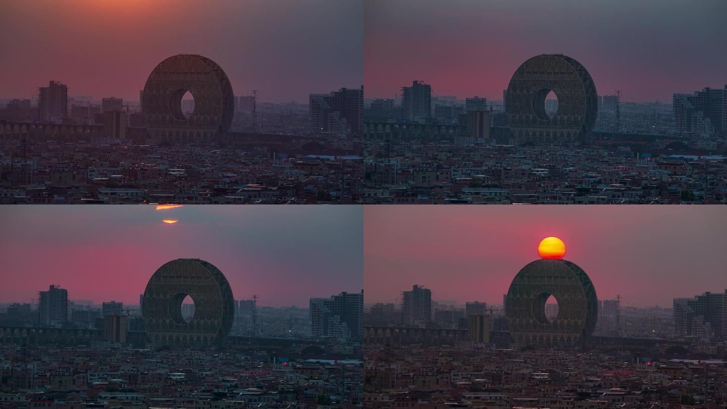 广东大铜钱地标广州圆穿日日落日转夜4K