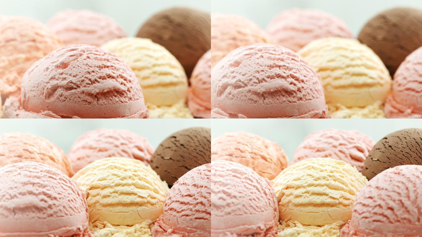 五颜六色的冰淇淋马卡龙甜品冷饮