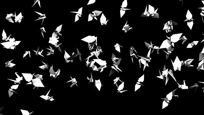 黑色背景上的千纸鹤