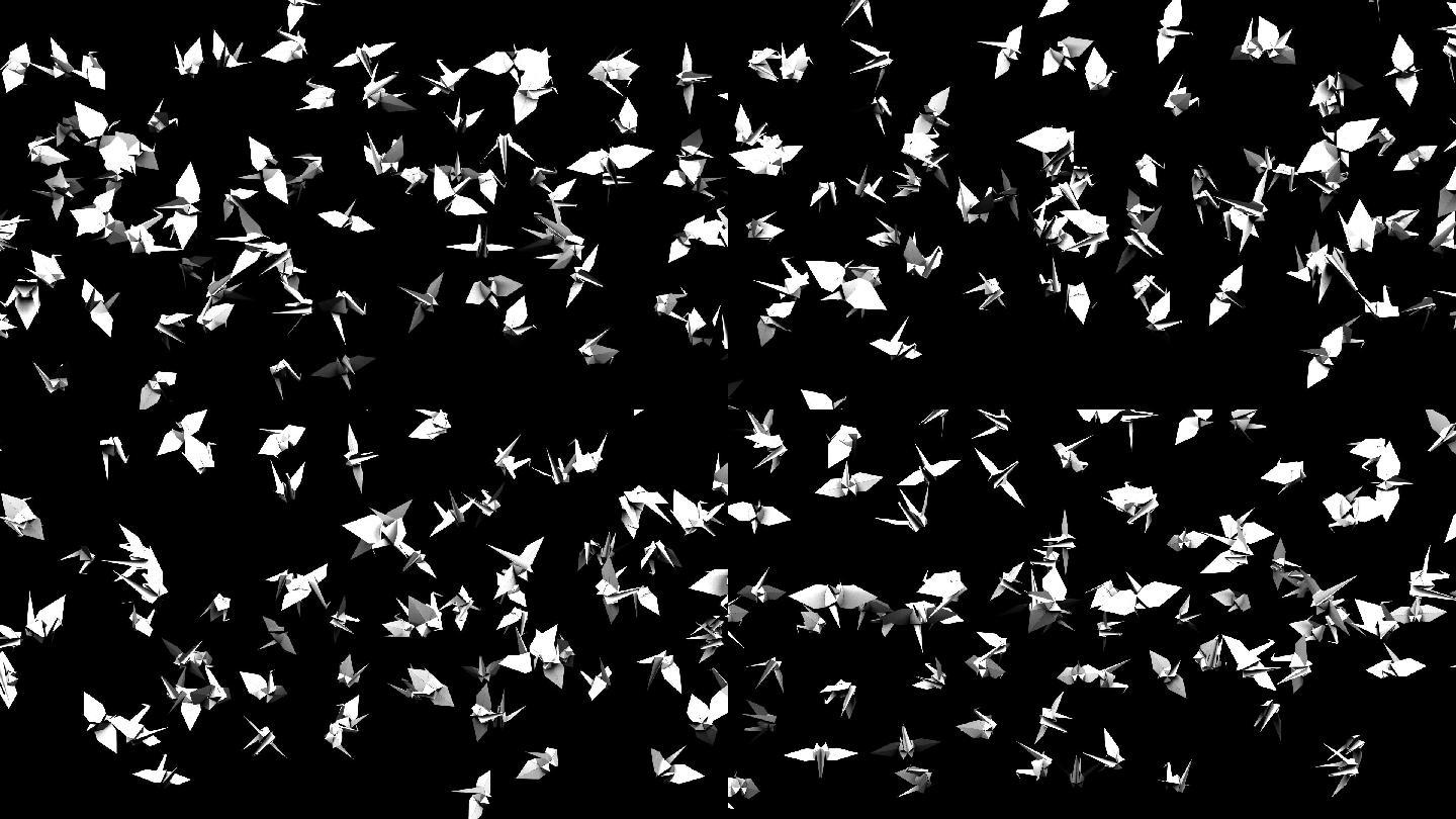 黑色背景上的千纸鹤