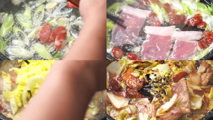 中国东北特色美食猪肉粉条炖白菜