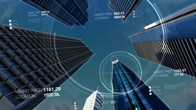 建筑技术，在数字显示中构建城市天际线。