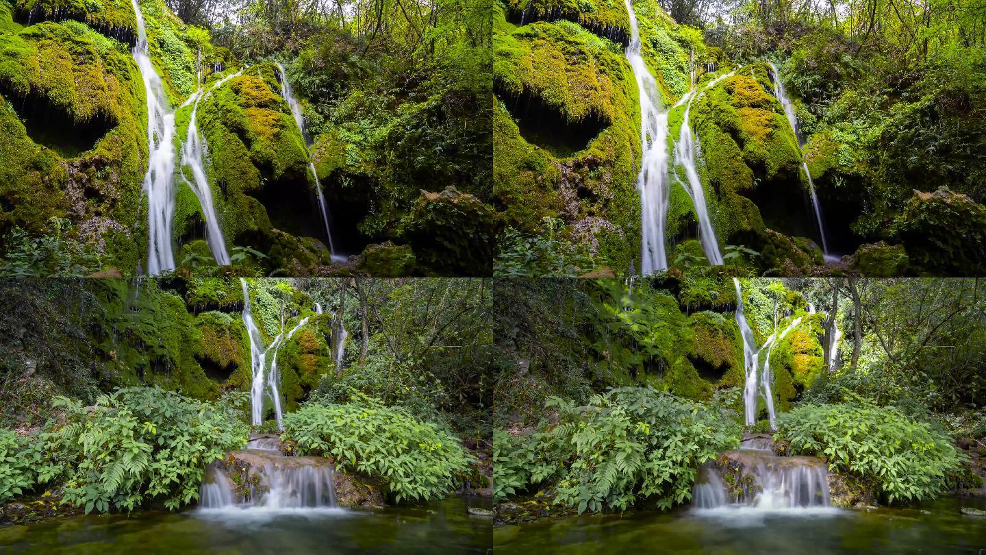 绿水青山，山涧瀑布，山涧水流