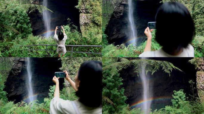 欣赏彩虹瀑布美景