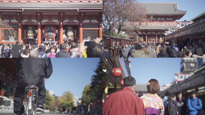 日本东京浅草寺寺庙人群旅拍