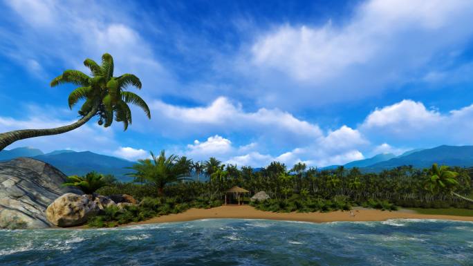 蓝色大海椰岛
