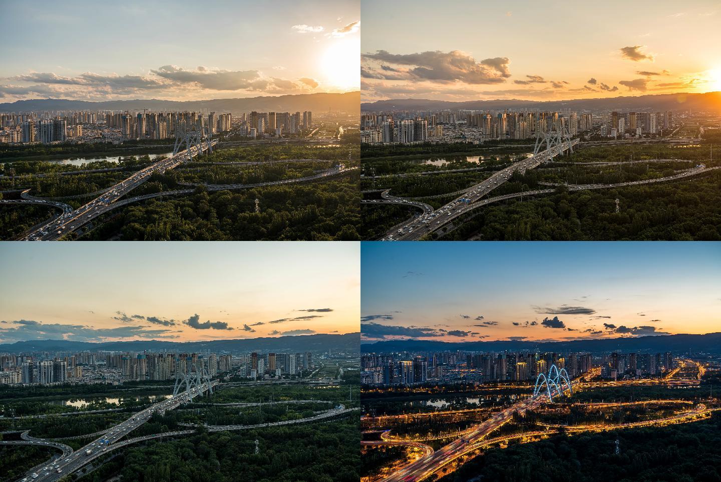 太原 北中环桥 日落 延时摄影 城市风光