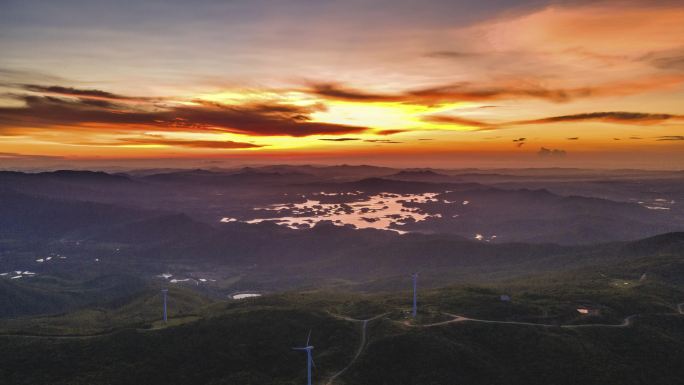 江门风车山航拍日落延时4k