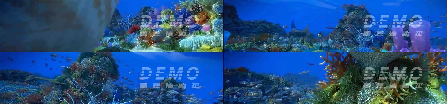 《高清》30秒超长三维海底世界漫游动画